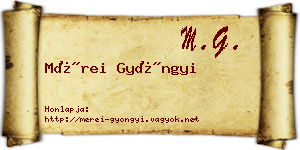 Mérei Gyöngyi névjegykártya
